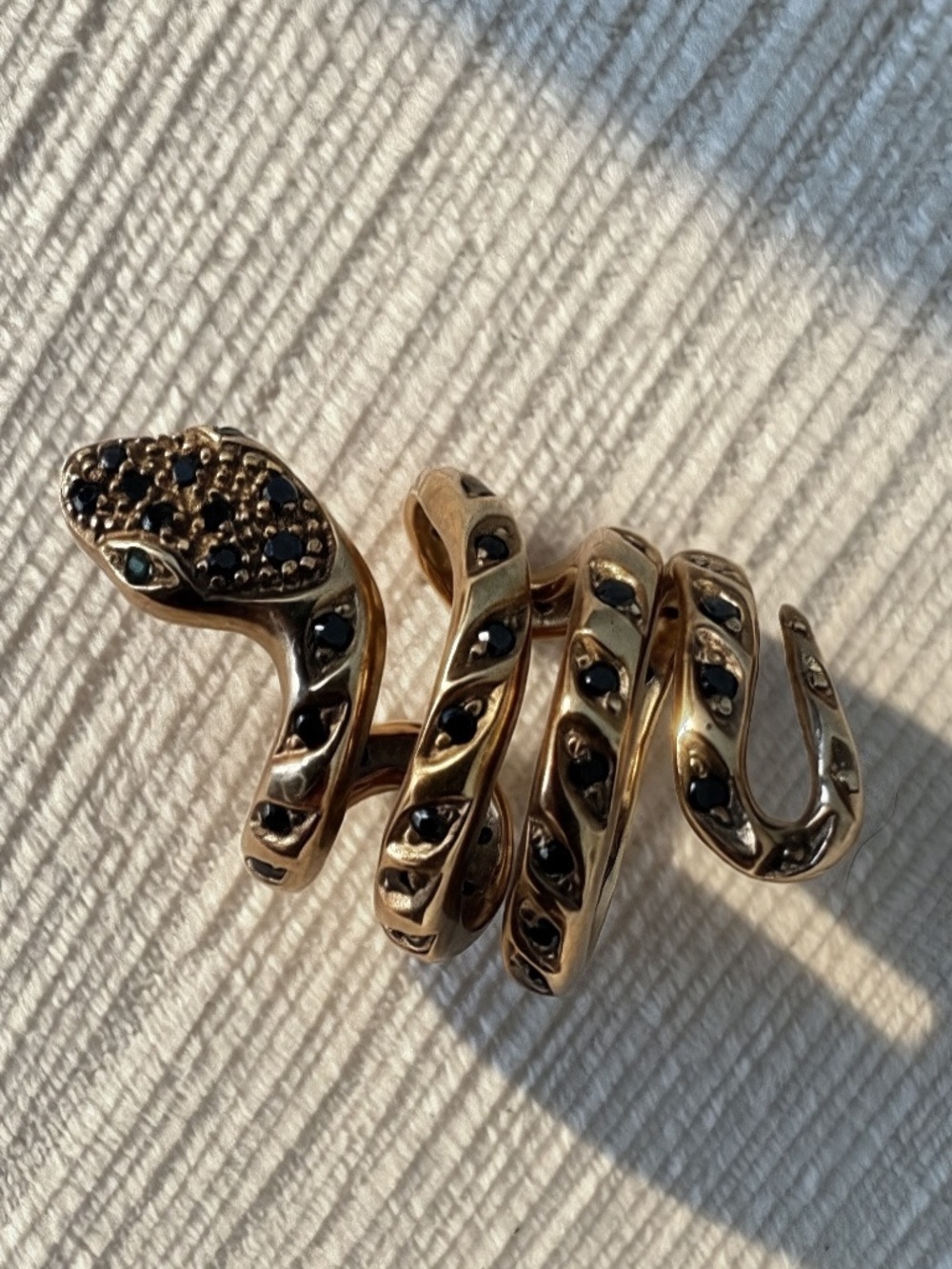 Gold Tone Snake Coil Statement Ring Size 7